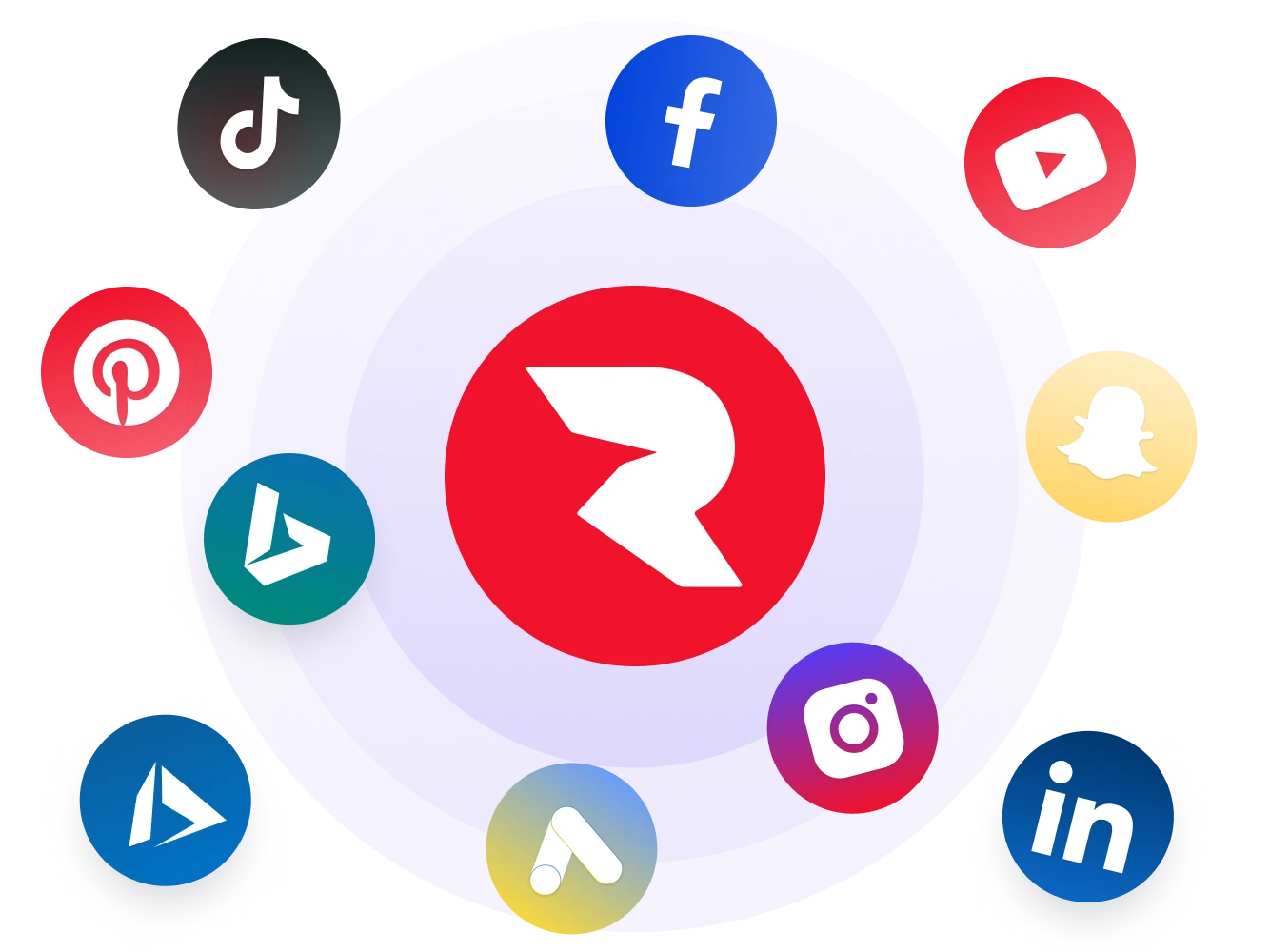 Roivenue has connectors for TikTok, LinkedIn, Snapchat, Azure, Bing, Instagram, Facebook, and Google Ads