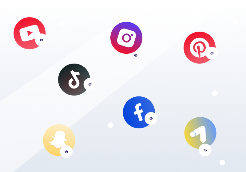impressions from youtube, instagram, pinterest, snapchat, tiktok, facebook, google ads