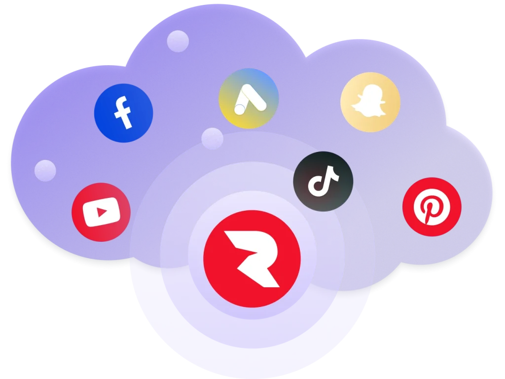 Roivenue collects data from YouTube, Facebook, Google Ads, TikTok, Snapchat, and Pinterest