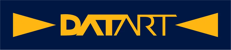 Datart company logo on a blue background