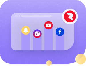Graph with icons connecting Facebook, Instagram, Youtube, Snapchat