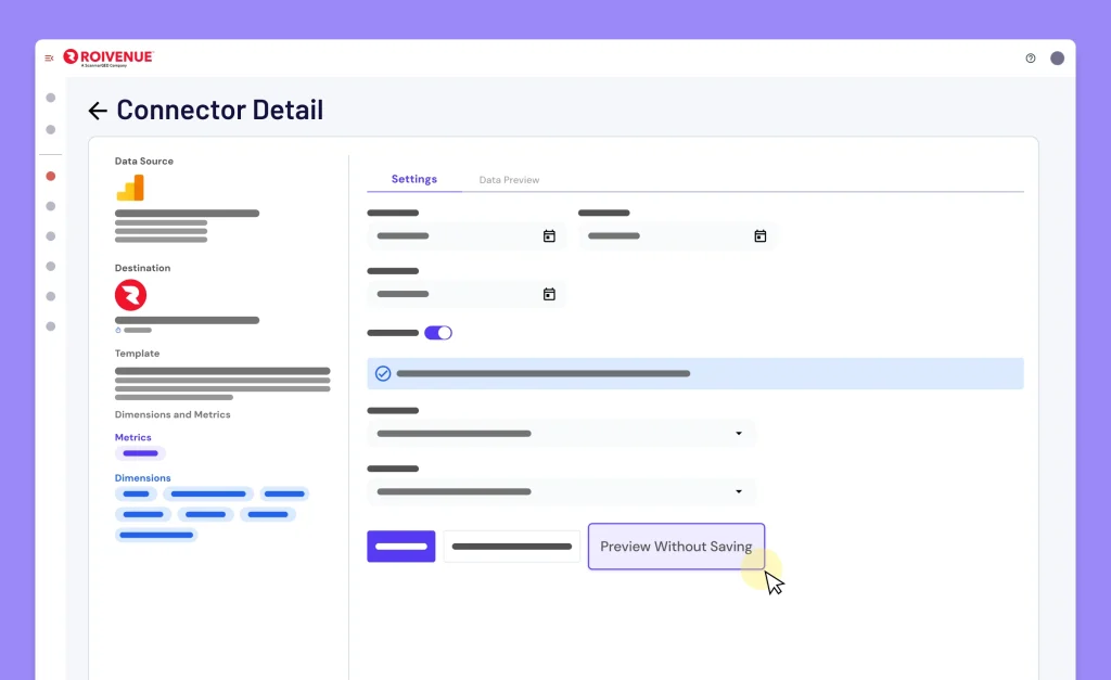 Preview without saving button in detail