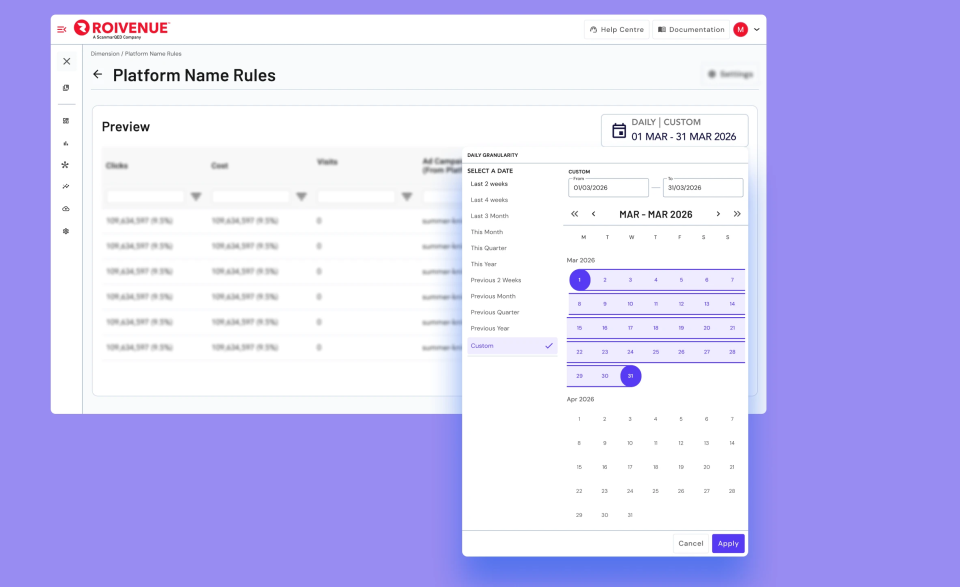 dimensions Date Picker